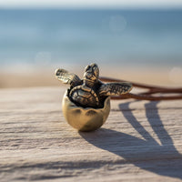 Baby Sea Turtle Necklace – "Hope" Hatchling – Bronze on Cord
