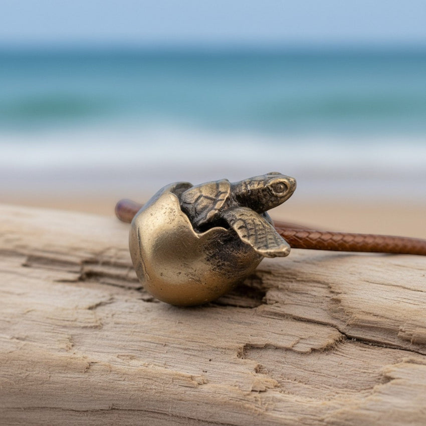 Baby Sea Turtle Necklace – "Hope" Hatchling – Bronze on Cord