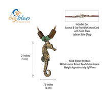 Seahorse Necklace – Shoreline Collection - Bronze with Greek Beads
