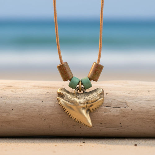 “Emma” Tiger Shark Tooth Necklace – Shoreline Collection - Bronze on Cord