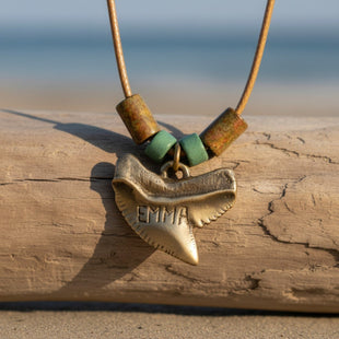 “Emma” Tiger Shark Tooth Necklace – Shoreline Collection - Bronze on Cord