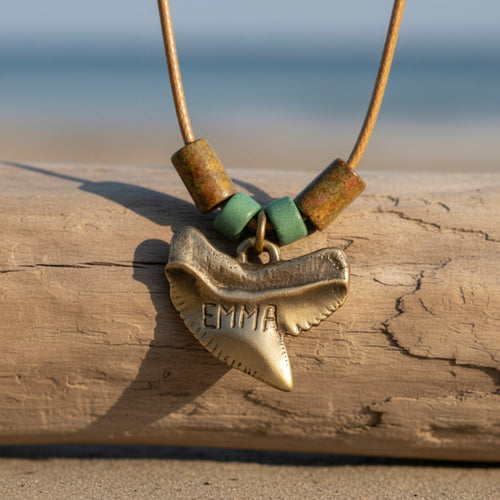 “Emma” Tiger Shark Tooth Necklace – Shoreline Collection - Bronze on Cord