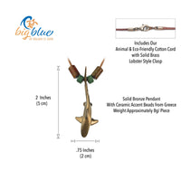 Large Reef Shark Necklace - Shoreline Collection - Bronze on Cord