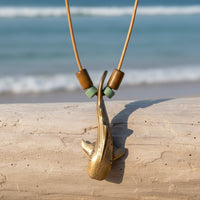 Whale Shark Necklace – Shoreline Collection - Bronze with Mykonos Beads on Cotton Cord
