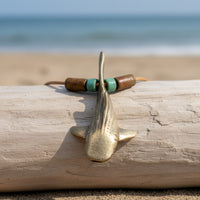 Whale Shark Necklace – Shoreline Collection - Bronze with Mykonos Beads on Cotton Cord