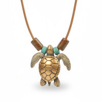 Sea Turtle Necklace – Shoreline Collection - Bronze on Braided Cotton Cord