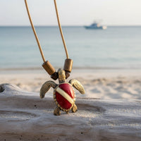 Hawksbill Dive Turtle Necklace – Shoreline Collection - Bronze on Braided Cotton Cord