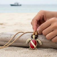 Hawksbill Dive Turtle Necklace – Shoreline Collection - Bronze on Braided Cotton Cord