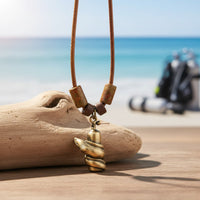 Moray Eel & Scuba Tank Necklace – Shoreline Collection -  Bronze on Braided Cotton Cord