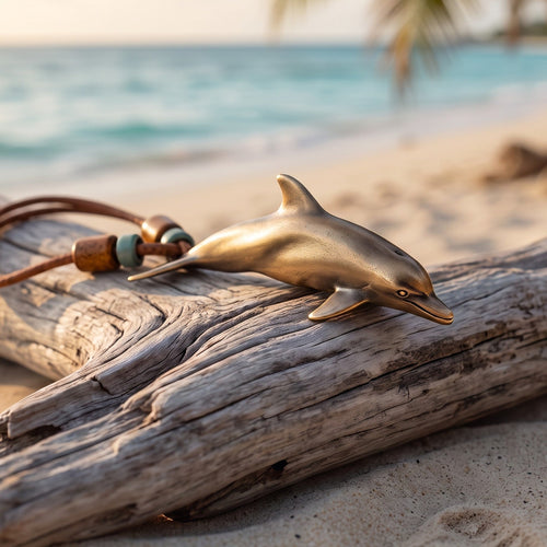 Dolphin Necklace With Beads – Shoreline Collection - Bronze