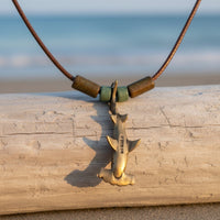 Hammerhead Shark Necklace – Shoreline Collection - Bronze on Cord