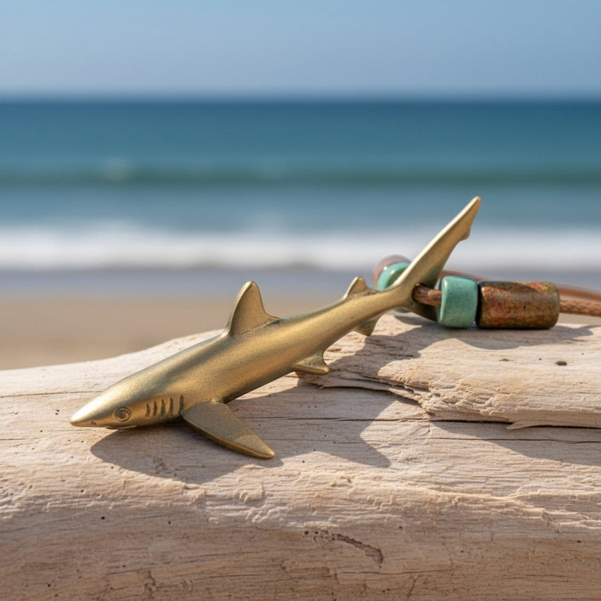 Joe Romeiro’s Blue Shark Necklace – Shoreline Collection – Bronze