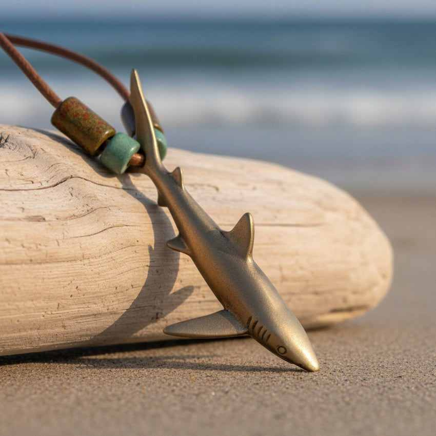 Joe Romeiro’s Blue Shark Necklace – Shoreline Collection – Bronze