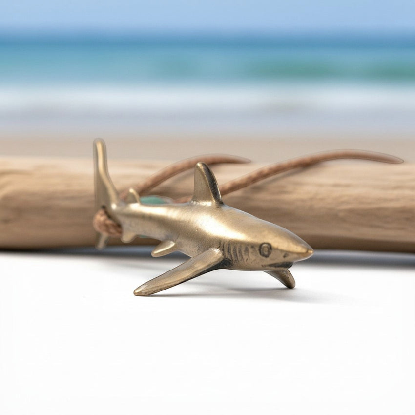 Joe Romeiro’s Blue Shark Necklace – Shoreline Collection – Bronze