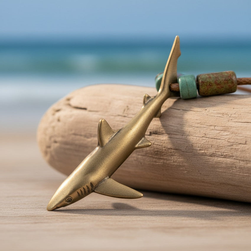 Joe Romeiro’s Blue Shark Necklace – Shoreline Collection – Bronze
