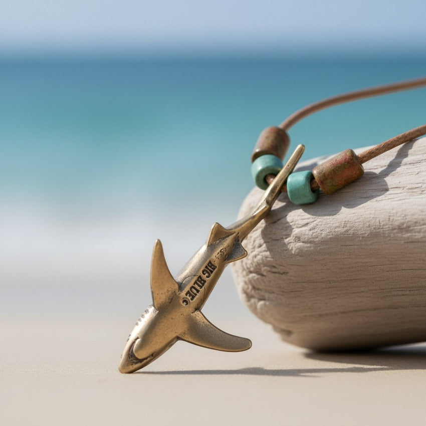 Joe Romeiro’s Blue Shark Necklace – Shoreline Collection – Bronze