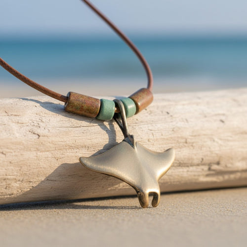 Realistic Manta Ray Necklace – Shoreline Collection – Bronze