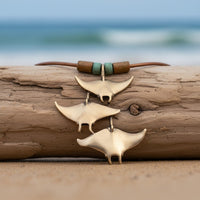 Triple Manta Rays Necklace – Shoreline Collection – Bronze