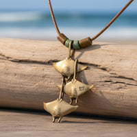 Triple Manta Rays Necklace – Shoreline Collection – Bronze