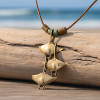 Triple Manta Rays Necklace – Shoreline Collection – Bronze