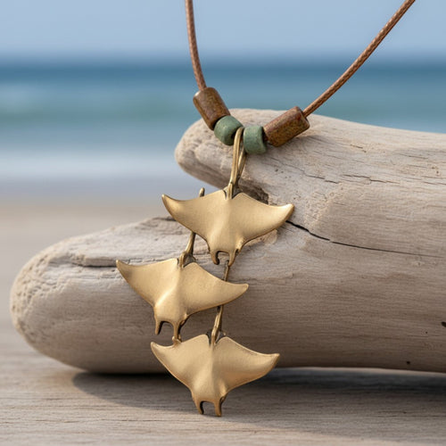 Triple Manta Rays Necklace – Shoreline Collection – Bronze