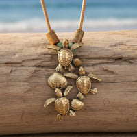 Baby Sea Turtle Hatchling Necklace - Shoreline Collection - Bronze