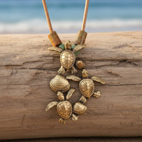 Baby Sea Turtle Hatchling Necklace - Shoreline Collection - Bronze
