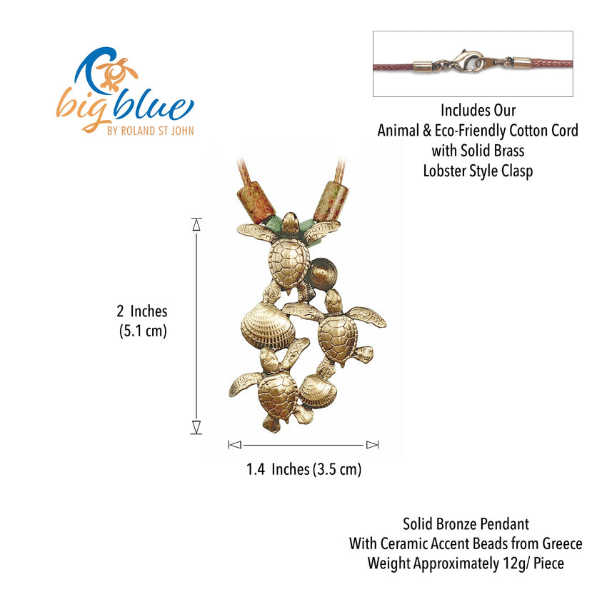 Baby Sea Turtle Hatchling Necklace - Shoreline Collection - Bronze