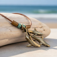 Grey Reef Sharks Trio Necklace – Shoreline Collection – Bronze