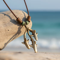 Grey Reef Sharks Trio Necklace – Shoreline Collection – Bronze