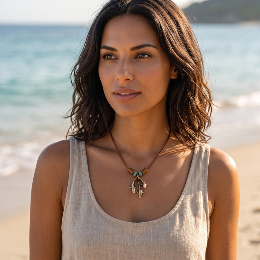 Grey Reef Sharks Trio Necklace – Shoreline Collection – Bronze