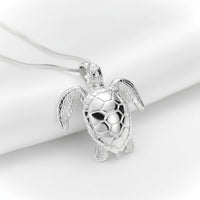 Sea Turtle Necklace –  Sealife Collection - Sterling Silver on Italian Snake Chain