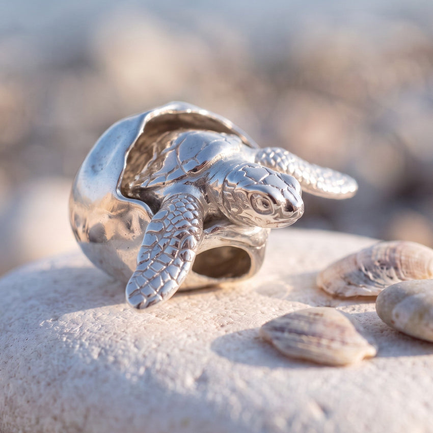 Baby Sea Turtle Hatchling Necklace – "Hope" - Sterling Silver