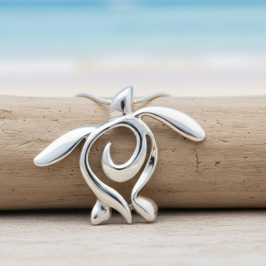 Sea Turtle Necklace – Ocean Traveler "Honu" Collection - Sterling Silver