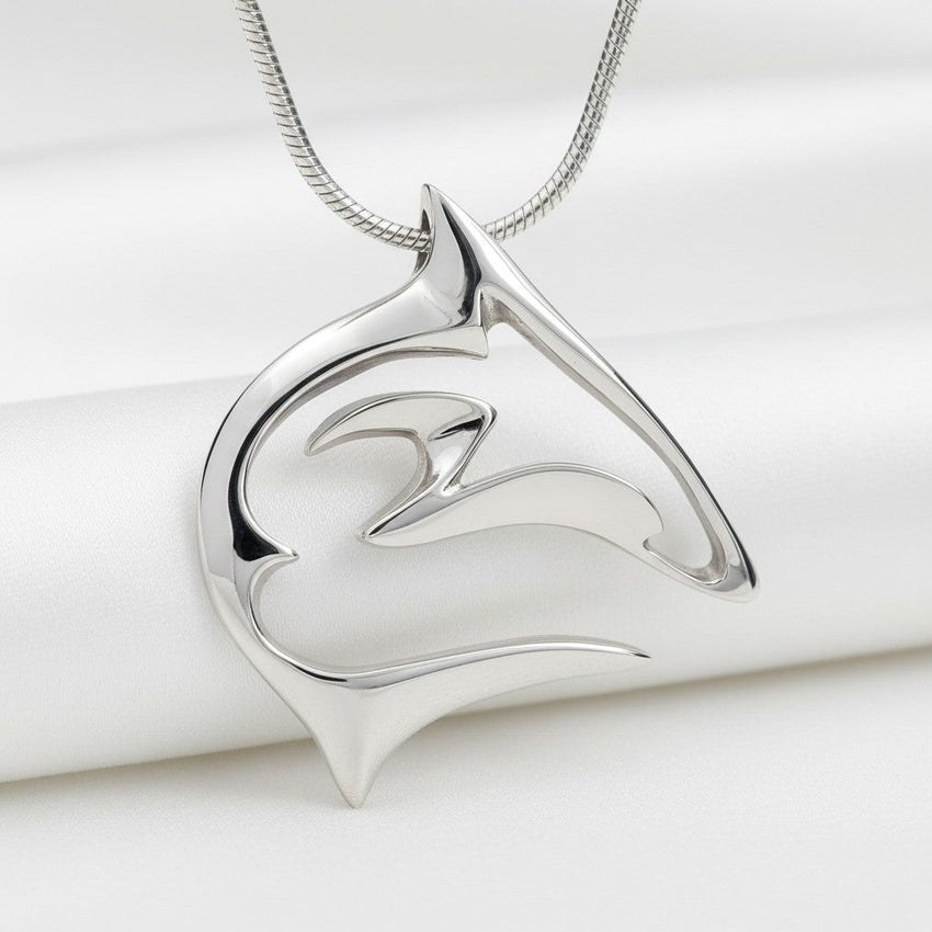 Reef Shark Necklace - "Frenzy" Sterling Silver