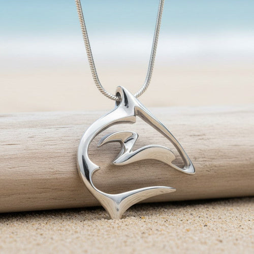 Reef Shark Necklace - "Frenzy" Sterling Silver