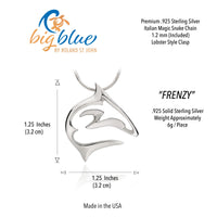 Reef Shark Necklace - "Frenzy" Sterling Silver