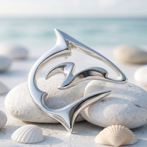 Reef Shark Necklace - "Frenzy" Sterling Silver