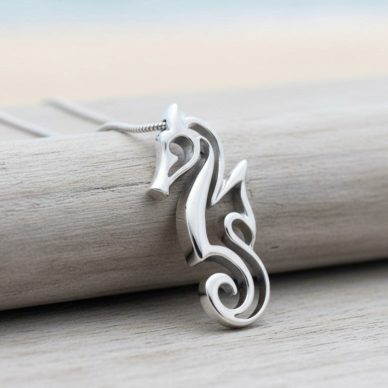 Seahorse Necklace - "Polo" - Sterling Silver