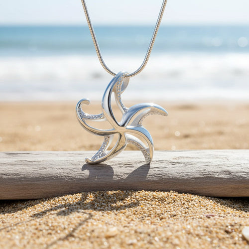 Starfish Necklace – "Starry" – Sterling Silver