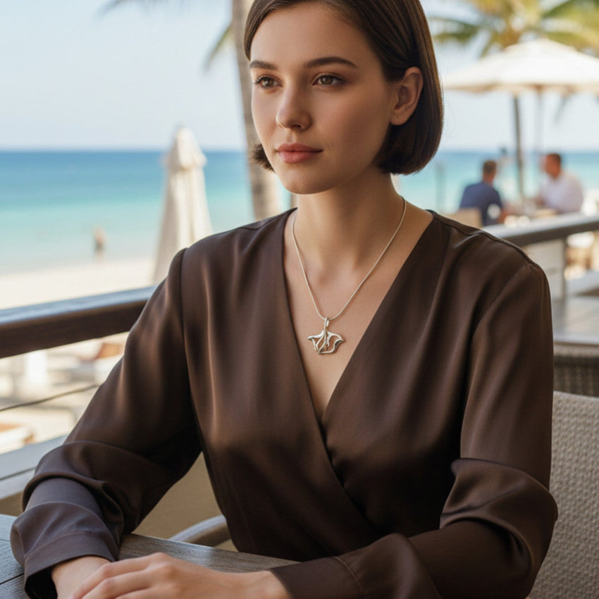 Stingray Necklace - "Ray" -  Sterling Silver