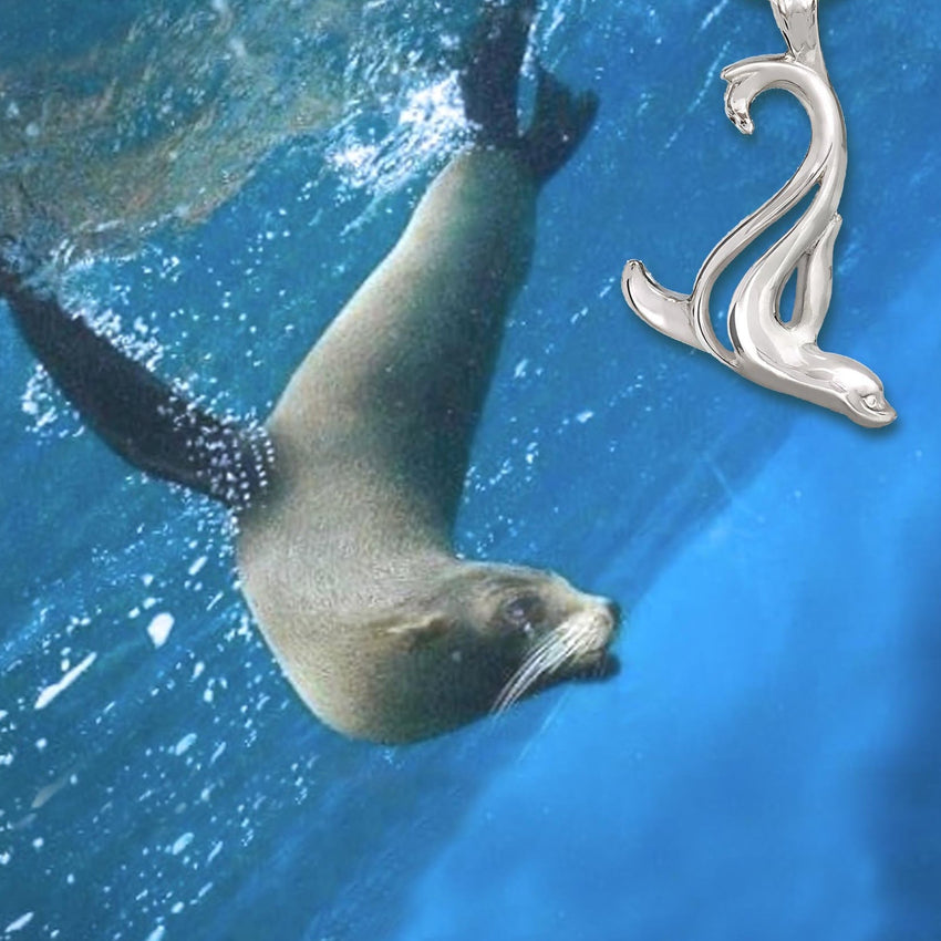 Sea Lion Necklace – "Salty" - Sterling Silver on Snake Chain