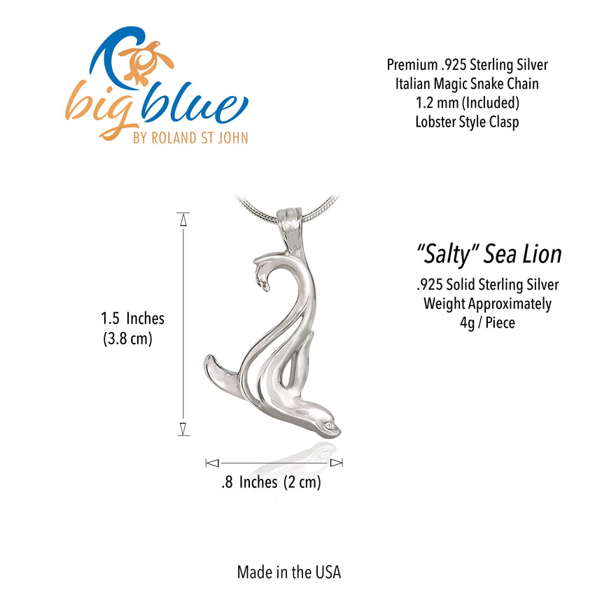 Sea Lion Necklace – "Salty" - Sterling Silver on Snake Chain