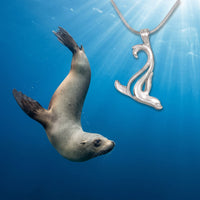 Sea Lion Necklace – "Salty" - Sterling Silver on Snake Chain