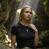 Line Arrow Necklace – Cave Diving Collection - Sterling Silver on Snake Chain