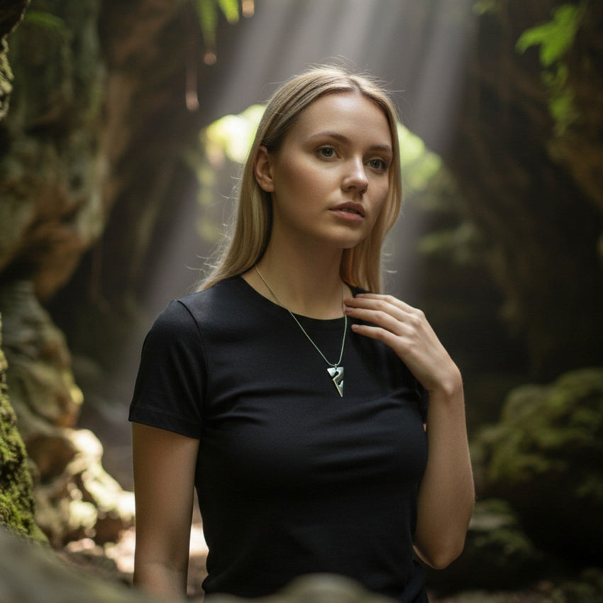 Line Arrow Necklace – Cave Diving Collection - Sterling Silver on Snake Chain