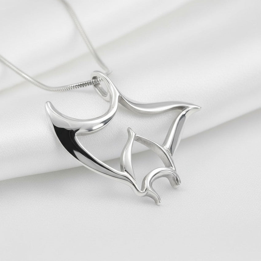Manta Ray Necklace - "Big Ray" - Sterling Silver