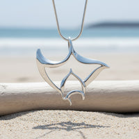 Manta Ray Necklace - "Big Ray" - Sterling Silver