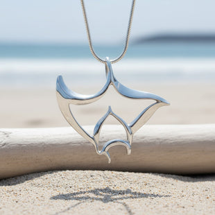 Manta Ray Necklace - "Big Ray" - Sterling Silver