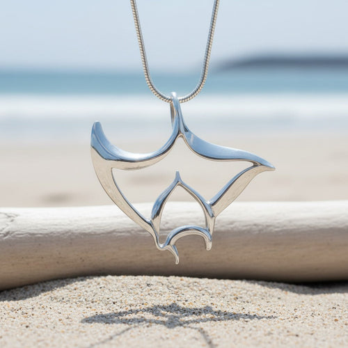 Manta Ray Necklace - "Big Ray" - Sterling Silver